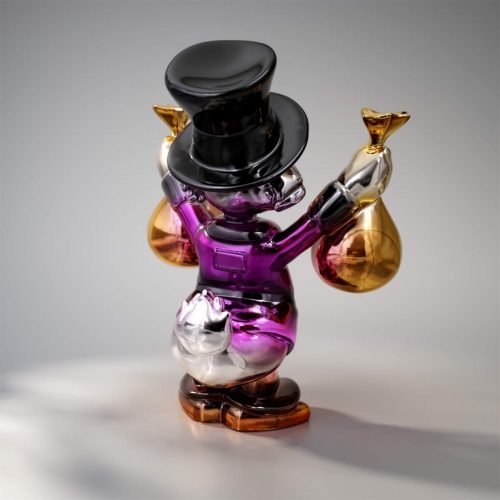 Decorative Figure – Mini Scrooge McDuck with Money Bags in Chrome