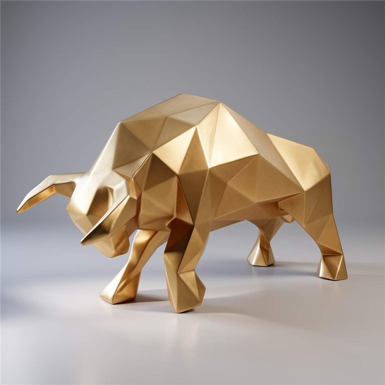 Large Figure – Golden Low Polly Bull
