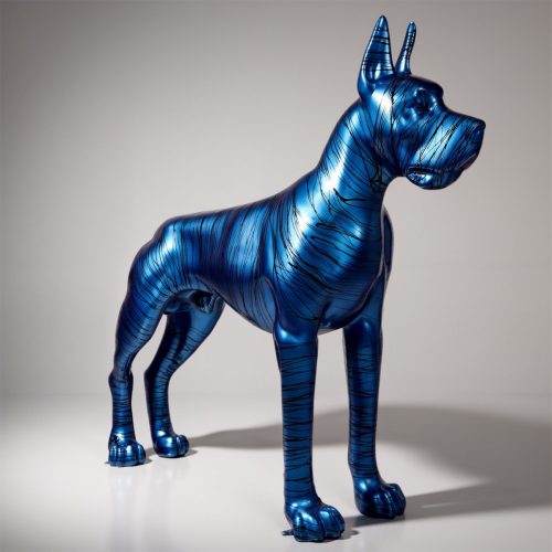 Blue Great Dane Covered in Paint