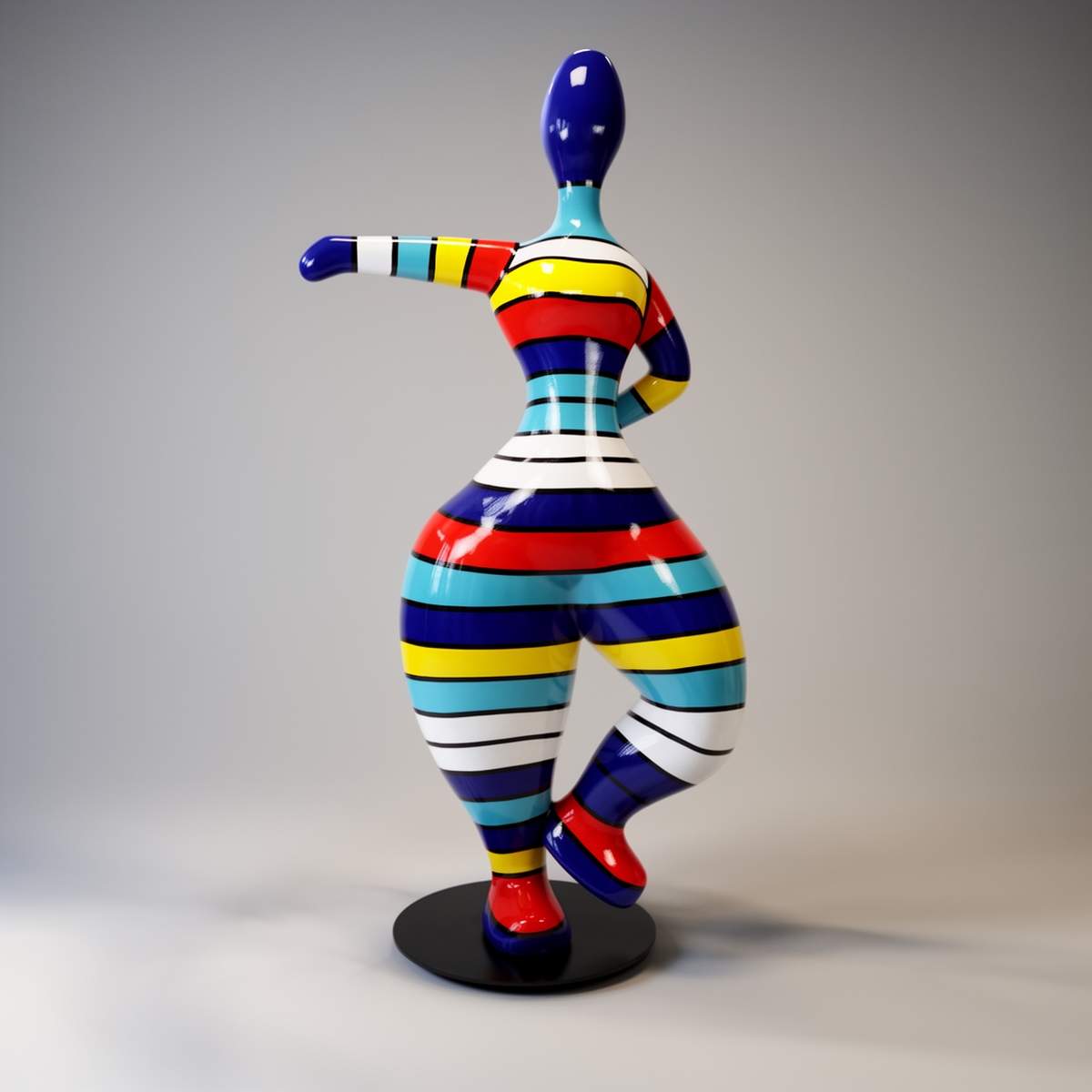 Large figure of a doll in stripes