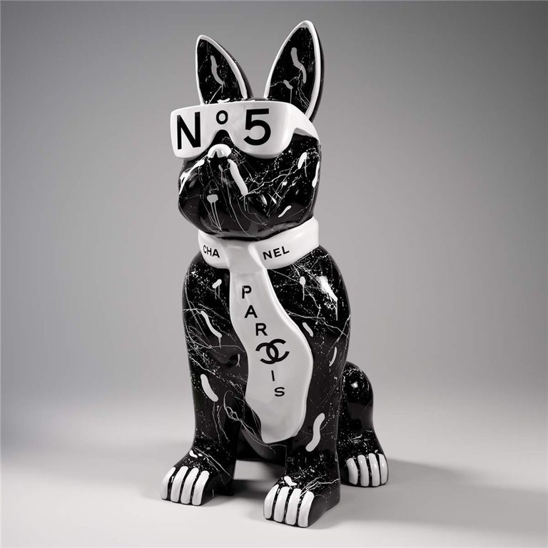 Large figure of a bulldog with a tie and glasses - No.5 Black