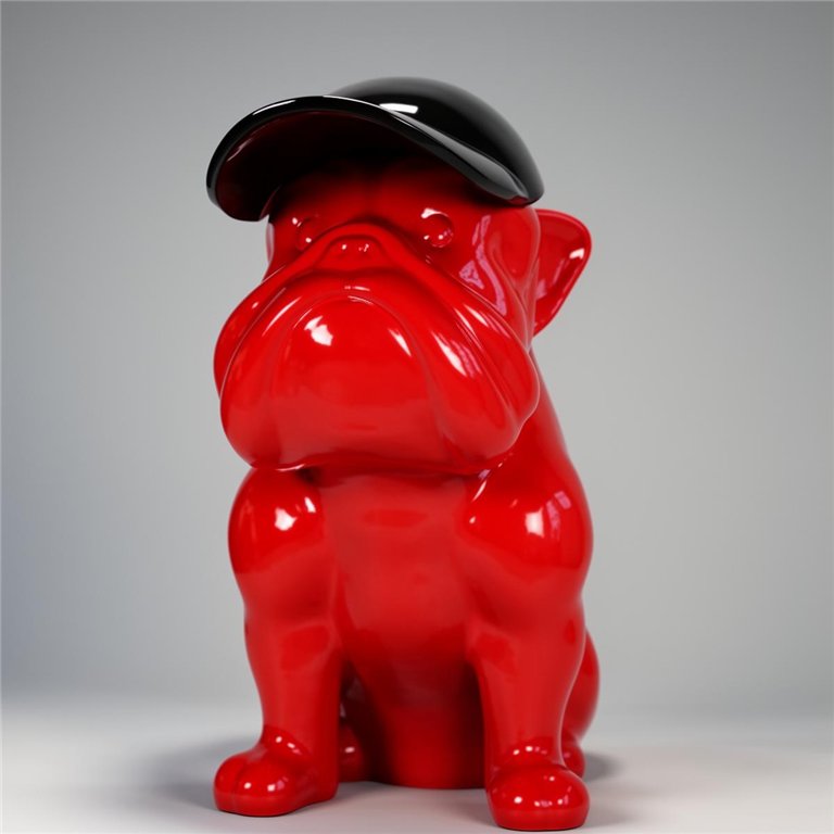 Dog Bulldog with Cap - Red