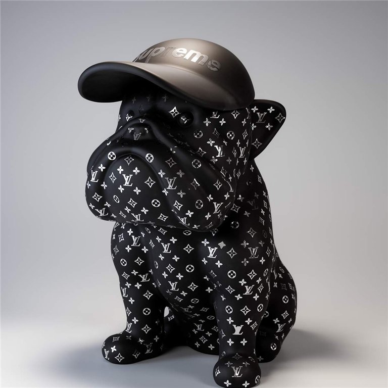 Dog Bulldog with Cap - Matte with Chrome
