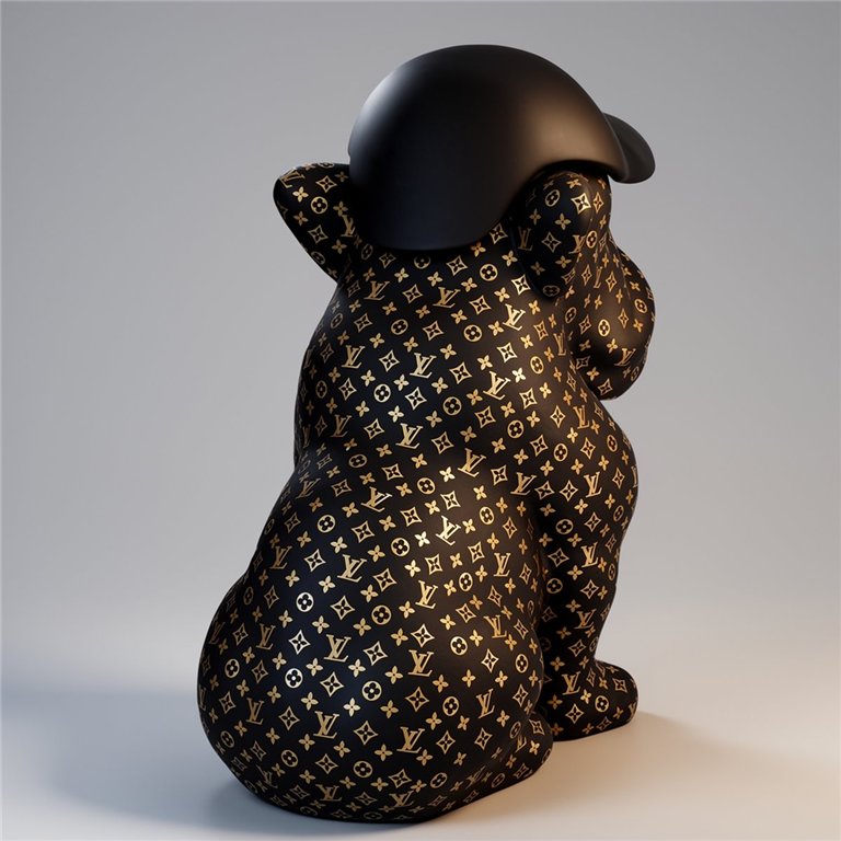 Bulldog dog with Cap - Matte with Golden Logo