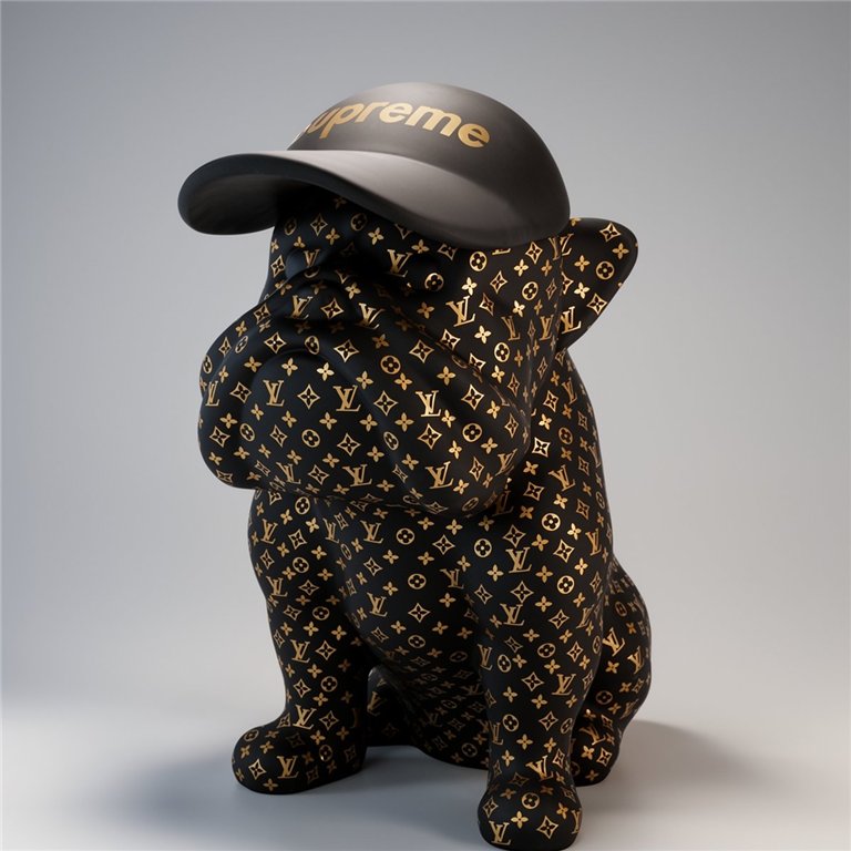 Bulldog dog with Cap - Matte with Golden Logo