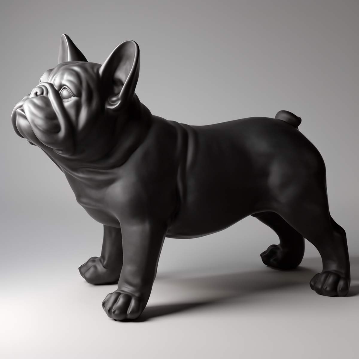 Large Decorative French Bulldog Juki Black Matte Figure