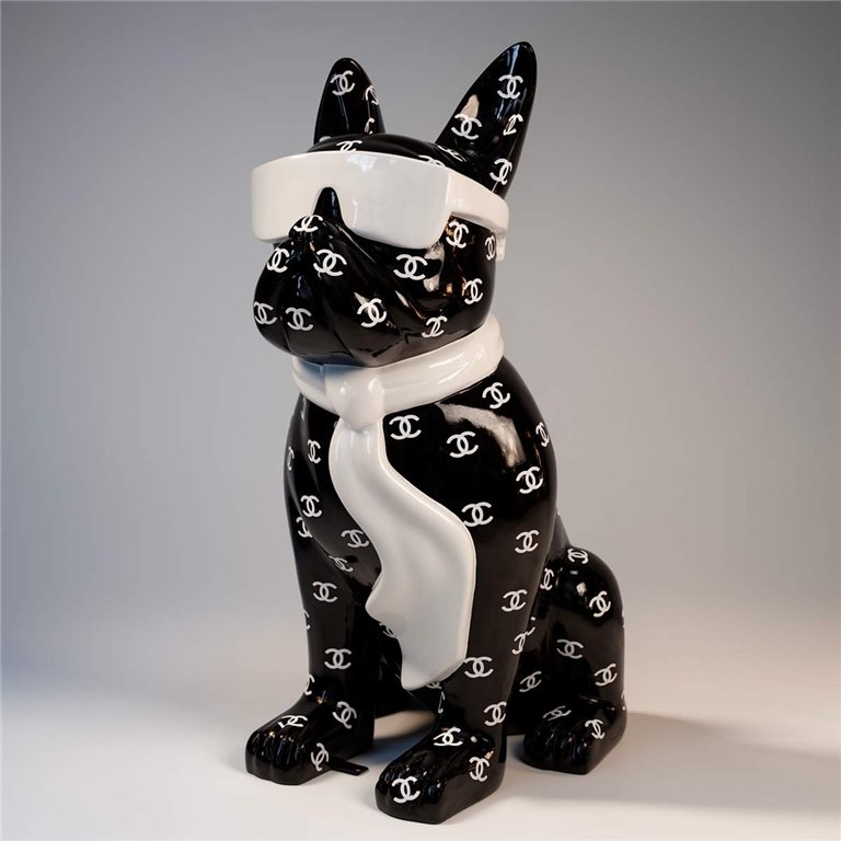 Dog figure bulldog with tie and glasses - CH Black