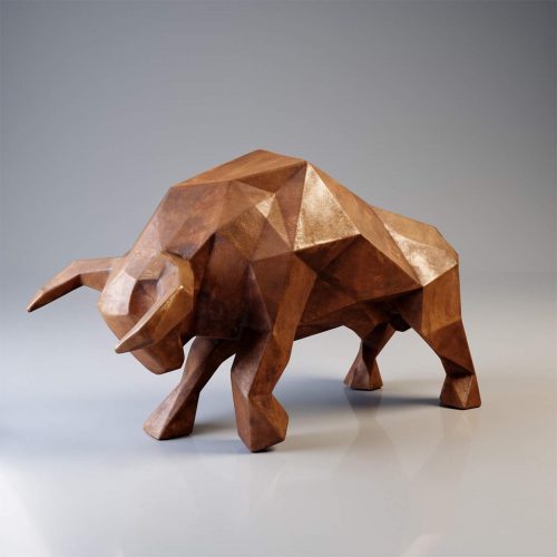 Large Geometric Bull Figure – Rust Effect