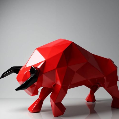 Large Geometric Red Bull Figure