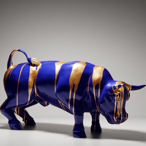 Decorative Figure Blue Bull - Gold Trash