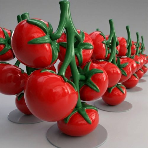 Advertising fiberglass tomato figure with a branch