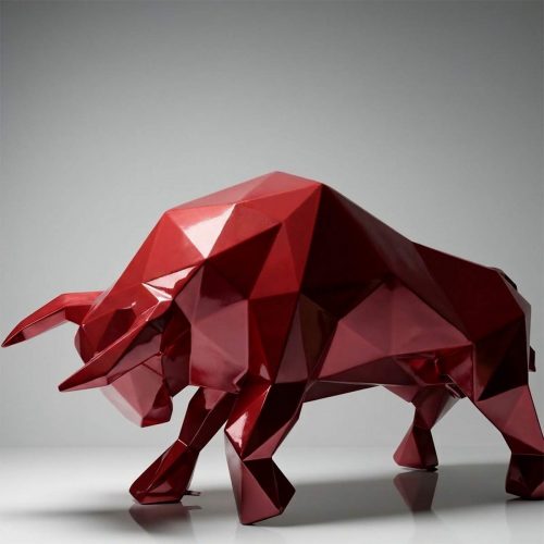 Large Figure Bordeaux Geometric Bull