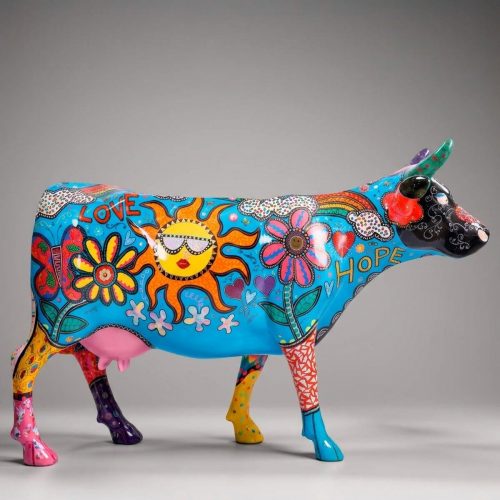 Figura Artystyczna Krowa - Flower Power