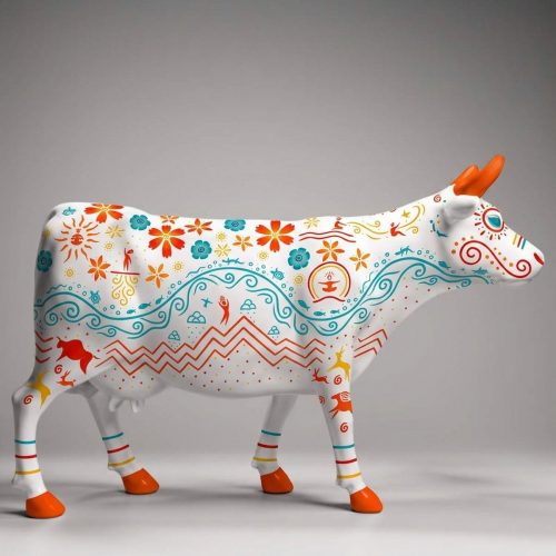 Artystyczna Figura Krowy Parada Krów - Boho Kwiaty