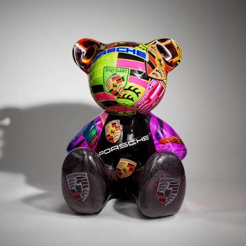 Artystyczna Figura Misia Siedzącego Porsche Pop Art - tył