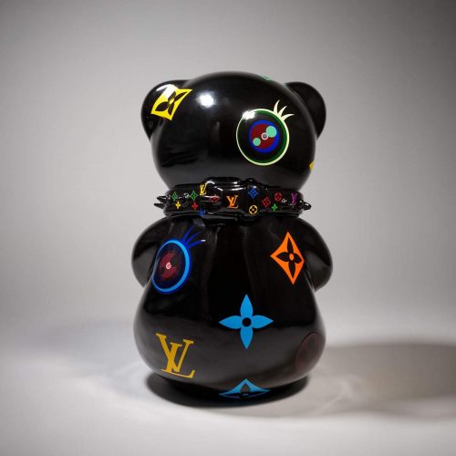 Artystyczna Figura Misia Siedzącego Louis Vuitton Black - przód