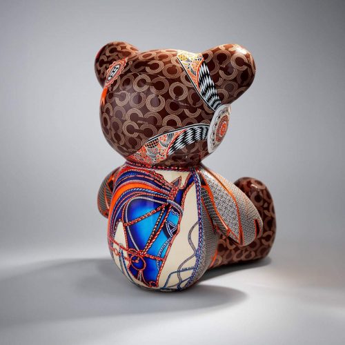 Artystyczna Figura Misia Siedzącego Hermes Orange - tył