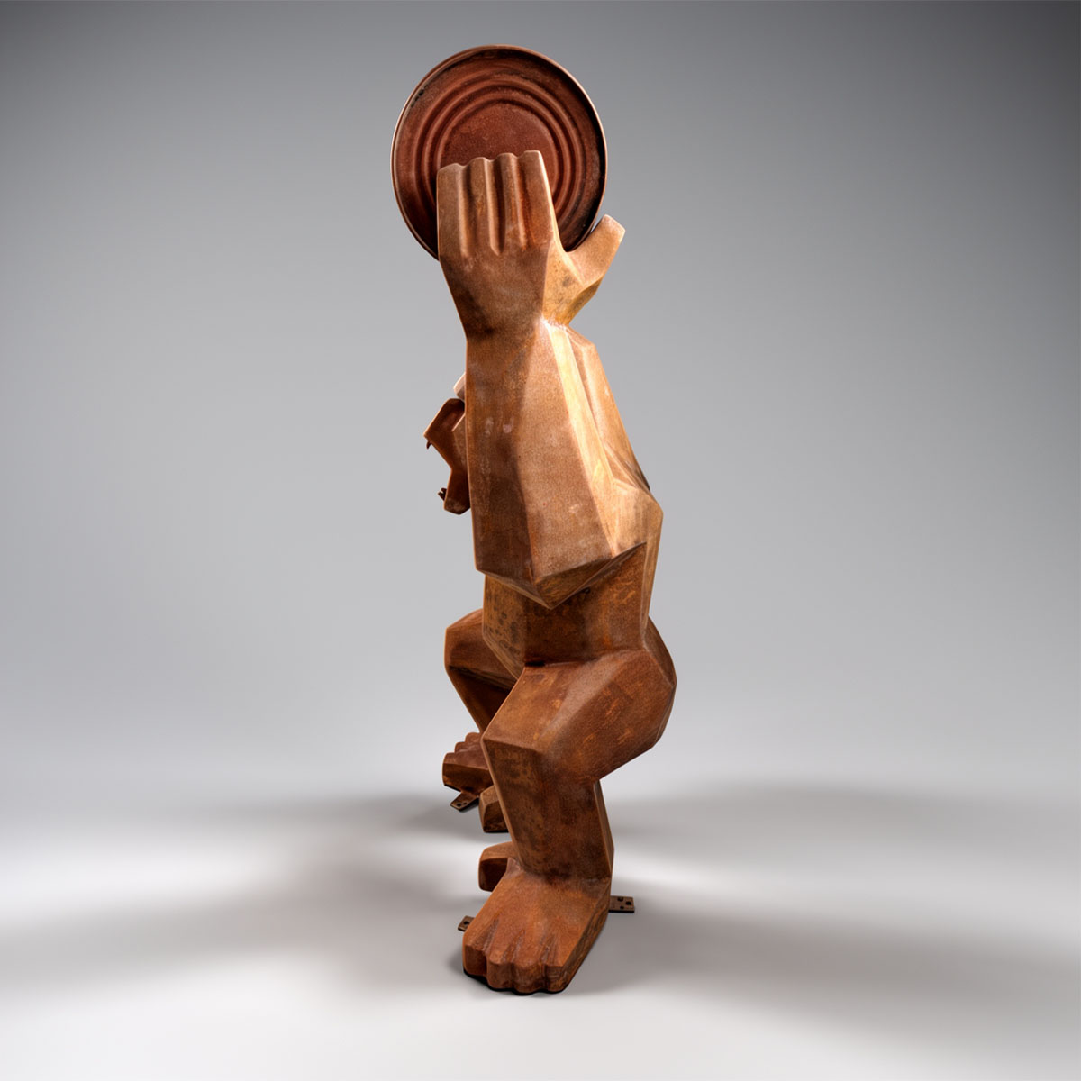 Low Poly Square Gorilla with Barrel Rust Effect Figure - Image 6