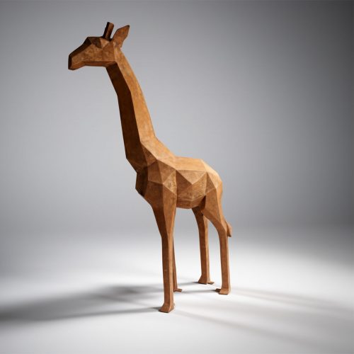 Low Poly Geometric Giraffe Rust Effect Figure
