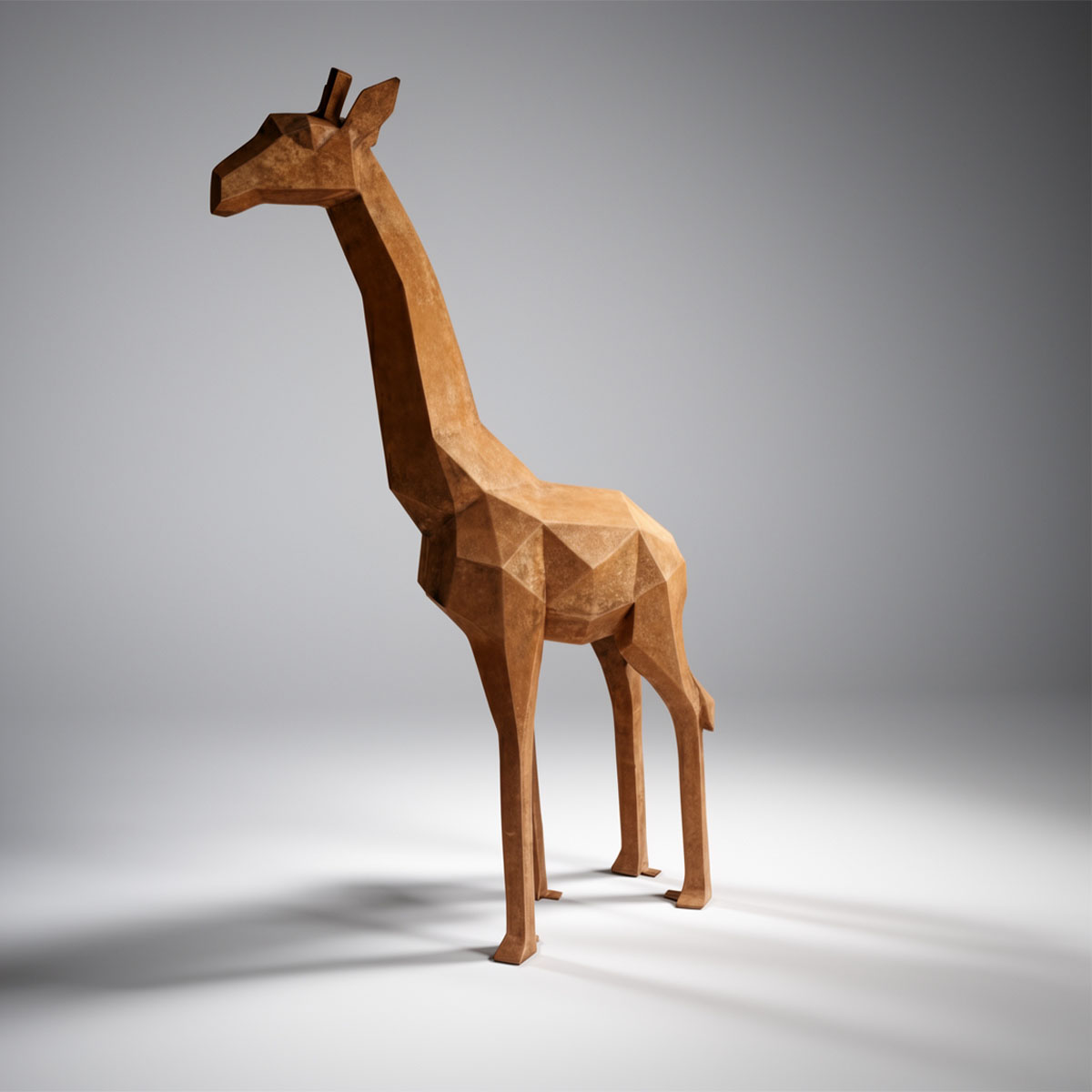 Low Poly Geometric Giraffe Rust Effect Figure - Image 2