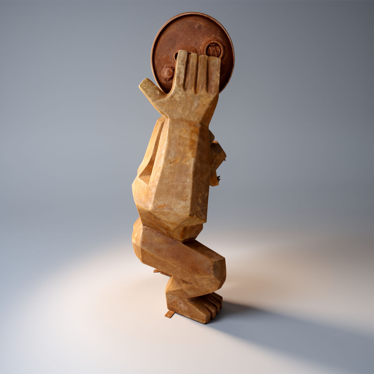 Low Poly Square Gorilla with Barrel Rust Effect Figure - Image 5
